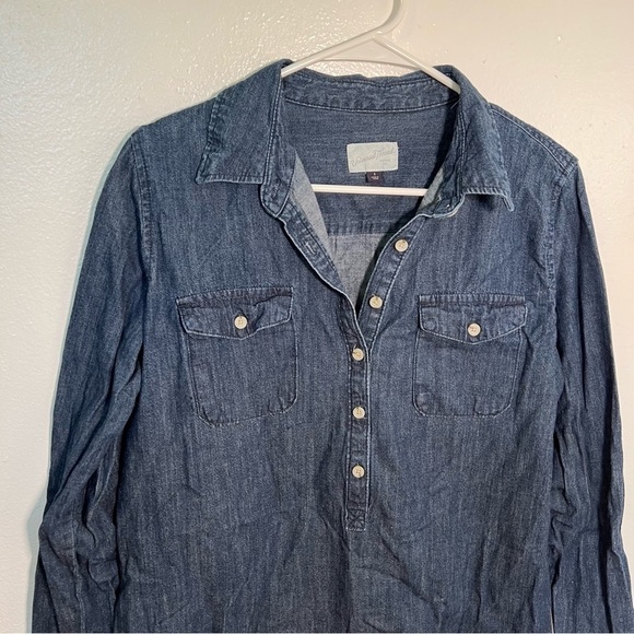 Universal Thread Denim Shirt Dress Dark Wash - Picture 3 of 13